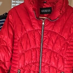 GUESS Women's Vibrant Red Puffer Jacket